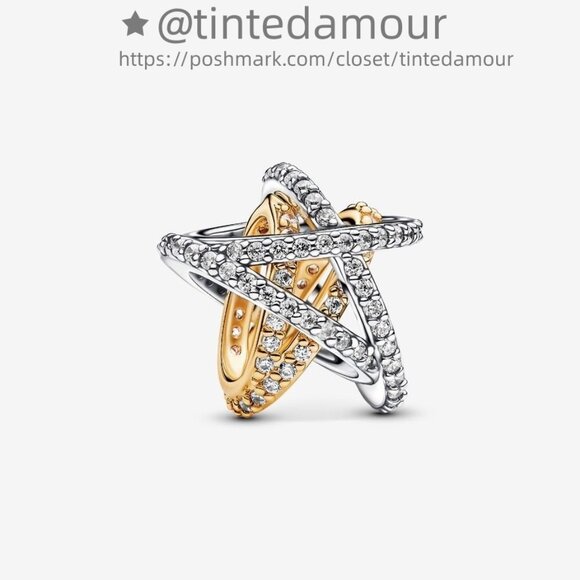 Pandora Sparkling Crossover Star Charm|Pendant|Two-tone - Picture 1 of 2